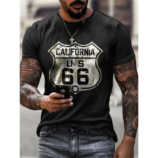 Men's Vintage T-Shirt / American Plus-Size Hip-Hop / Short-Sleeved Daily Casual Clothing