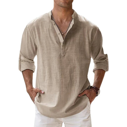 Cotton Linen Shirts / Casual Shirts / Lightweight Long Sleeve / Henley Beach Shirts / Hawaiian T Shirts for Men